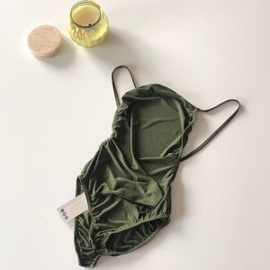Never worn! Army Green Backless Bodysuit